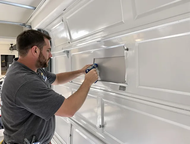 Garage door panel repair by Pembroke Garage Door Repair in Pembroke